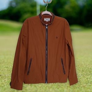 ORIGINAL PENGUIN men's Size Large rusty Autumn brown windbreaker golf Y2k